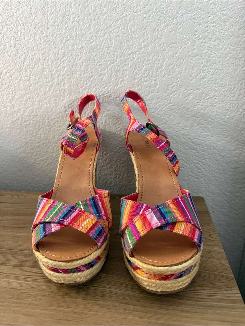 Nine West Multicolor Striped Platform Wedge Sandals - Women